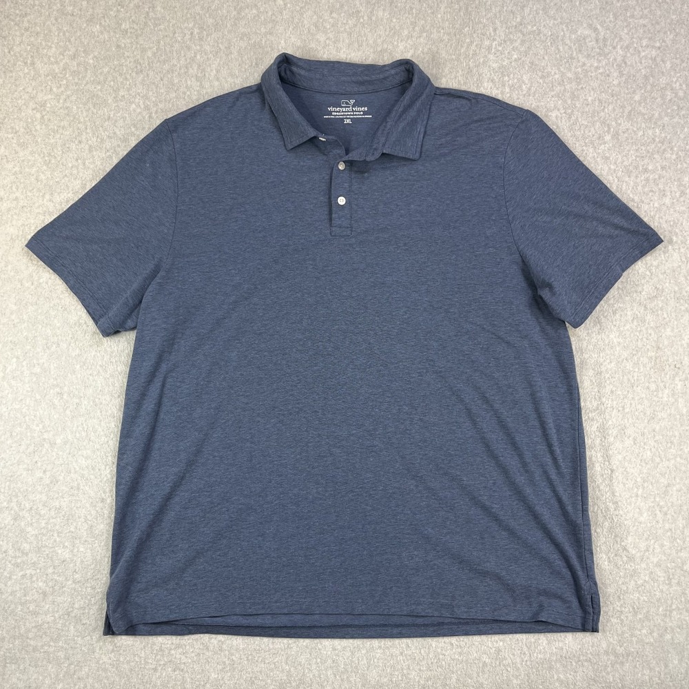 Vineyard Vines Edgartown Polo Mens XXL Performance Whale Blue Short Sleeve